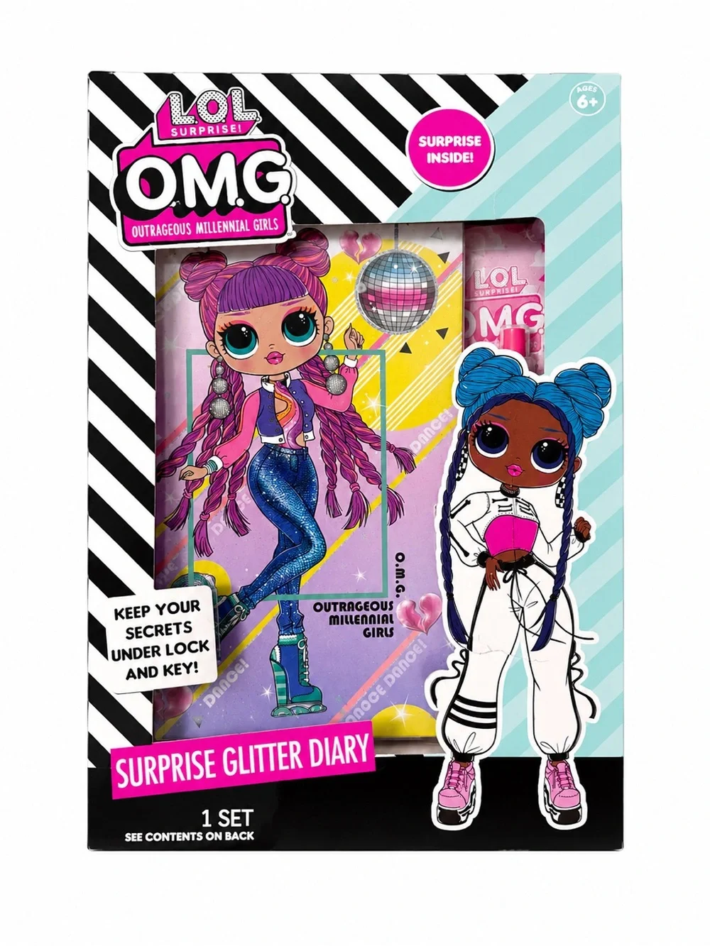 LOL Surprise! O.M.G. Surprise Glitter Diary Set w/ Lock & Key - Picture 1 of 4